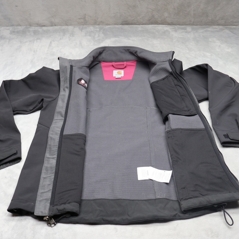 Carhartt Jacket Women Medium 8/10 Black Denwood Stretch Softshell 102250 LOGO